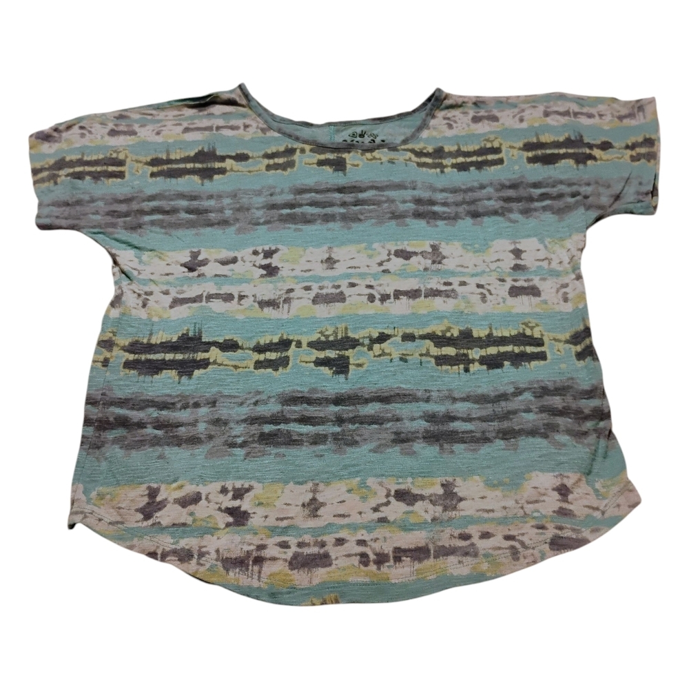 Mudd Blue and Green Striped Short Sleeve Tee